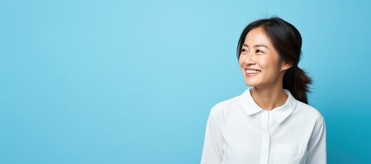 Poster - Asian woman smiling happy face portrait