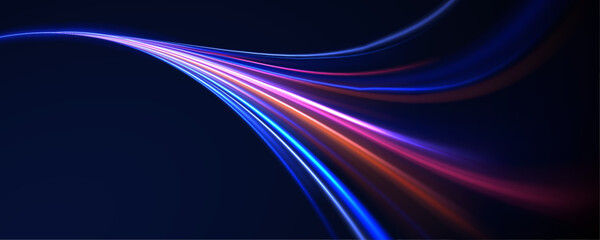 Wall Mural - lines in the shape of a comet against a dark background. illustration of high speed concept. acceler