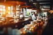 © photobuay - Bustling Cafe Ambiance: Blurred Coffee Shop with Chefs, Waiters, and Patrons in Action. created with Generative AI