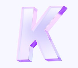 Fototapete - letter K with colorful gradient and glass material. 3d rendering illustration for graphic design, presentation or background