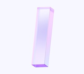 Poster - letter I with colorful gradient and glass material. 3d rendering illustration for graphic design, presentation or background
