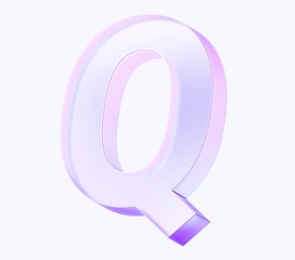 Fototapete - letter Q with colorful gradient and glass material. 3d rendering illustration for graphic design, presentation or background