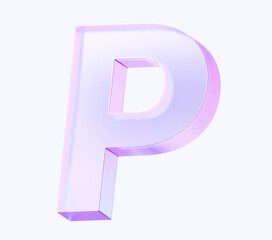 Fototapete - letter P with colorful gradient and glass material. 3d rendering illustration for graphic design, presentation or background