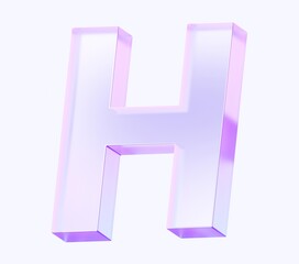 Fototapete - letter H with colorful gradient and glass material. 3d rendering illustration for graphic design, presentation or background