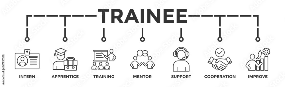 Trainee banner web icon vector illustration concept for internship ...