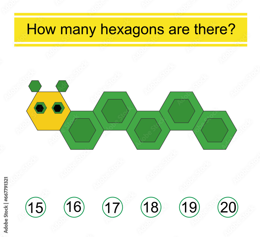 Hexagon Triangle Math Is Fun How many hexagons are there? Math game for kids. Task for development ...