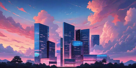 Leinwandbilder - modern aesthetic background building and sky. ai generative