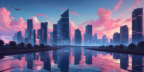 Leinwandbilder - modern aesthetic background building and sky. ai generative