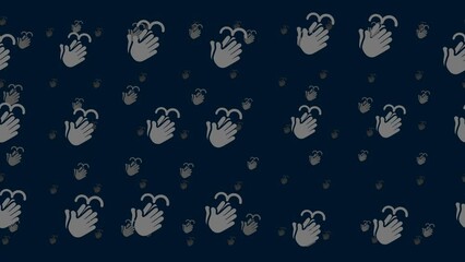 Poster - Washing hands symbols float horizontally from left to right. Parallax fly effect. Floating symbols are located randomly. Seamless looped 4k animation on dark blue background