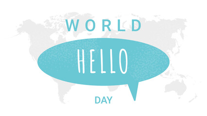 World hello day banner. November 21. Talk, communicate, social media