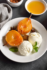 Wall Mural - Ice cream with poached pears