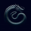 Dragon made of car tires. Motorcycle tire. Auto Racing Symbol. Tire tread texture. Dragon inscribed in a circle. Chinese dragon symbol of  year. On dark background.