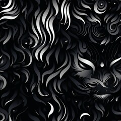 Aufkleber - Feline Elegance in Monochrome Pattern