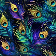 Aufkleber - Regal Peacock and Jewel Tones Pattern