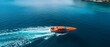 Orange Luxury Speed Boat in the Ocean - Generative Ai