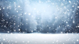 Fototapeta Paryż - Winter forest with snow and falling snowflakes. Christmas background.