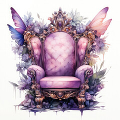 Waterco fairy throne illustrations sublimation white background illustration, Generative Ai