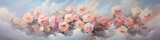Fototapeta Kwiaty - Cloud oil painting with pastel florals