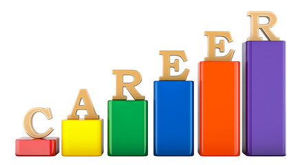 Poster - career growth, concept. 3d rendering isolated on transparent background