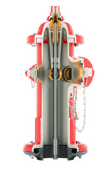 Poster - Cross section of fire hydrant, 3D rendering isolated on transparent background