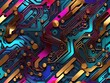 Colorful circuit bord patterns. Wallpaper, background, img