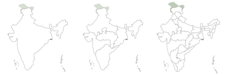  Map of India set. India map set with grey and colorful 