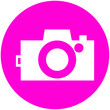 Icono rosado de cámara en fondo transparente