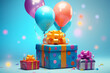 A festive kids birthday with balloons and gifts. Greeting card concept. Generative AI