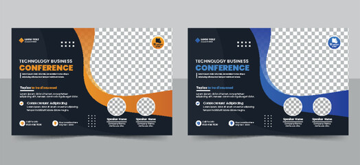 Wall Mural - Corporate horizontal business conference flyer template