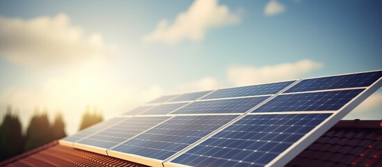 Canvas Print - Residential rooftop solar panels produce electrical energy