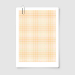 Wall Mural - Sheet of graph paper with grid. Millimeter paper texture, geometric pattern. Orange lined blank for drawing, studying, technical engineering or scale measurement. Vector illustration