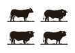 Limousin Cattle Angus and Grass Silhouette Logo Design