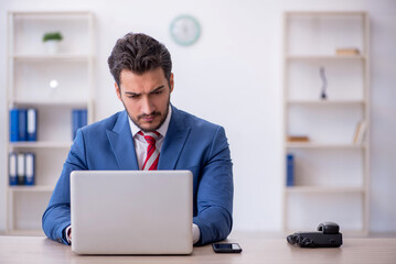 Young male employee working in the office