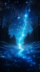 Wall Mural - abstract blue background with waves and lights