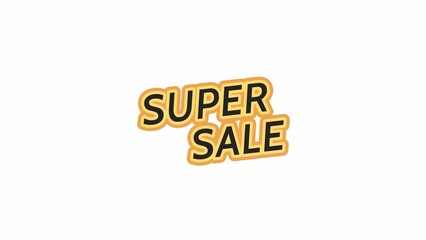 Poster - Super sale words bw 2D inscription animation. Black Friday shopping day. Store promo outline cartoon 4K video, alpha channel. End of the year clearance sale animated text isolated on white background
