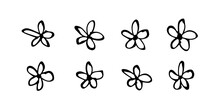 Flower Doodle Set. Hand Drawn Daisy Scribble With Pencil, Pen Or Marker. Abstract Retro, Vintage, Grunge Tattoo Sketch Or Clothes Print (Full Vector)