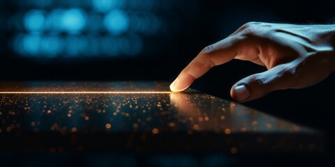 Poster -  Finger Gracefully Touches a Touch Detection Screen, Embracing the Seamless Connection of Human Interaction and Modern Technology through the Art of Touchscreen Sensitivity