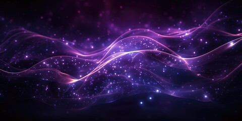 Purple abstract background with glowing particles. digital technology concept. 