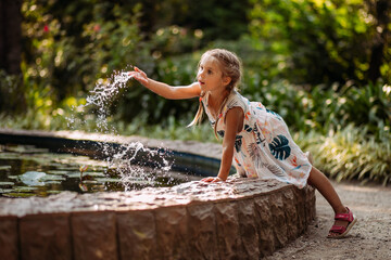 baby, girl, water splashes, summer, joy, happiness