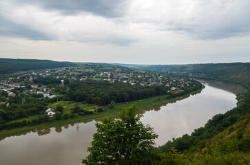 Wall Mural - View from the city of Zalishchyky. Dnister river. Youth Park. Ukraine