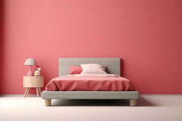 Canvas Print - Front view, bed in bedroom