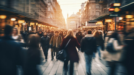 people walking on the streets of europe in the evening