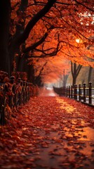 Wall Mural - A beautiful autumn landscape just at the end of autumn. Generative AI. 