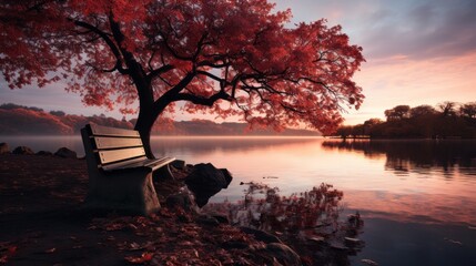 Wall Mural - A beautiful autumn landscape just at the end of autumn. Generative AI. 