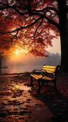 Wall Mural - A beautiful autumn landscape just at the end of autumn. Generative AI. 