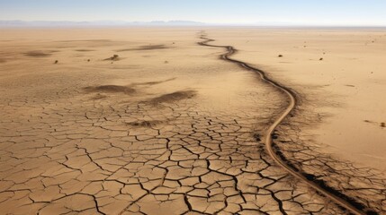 Sticker - A dry desert with cracks in the ground, AI