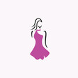 elegant woman with a slender body in a pink dress logo