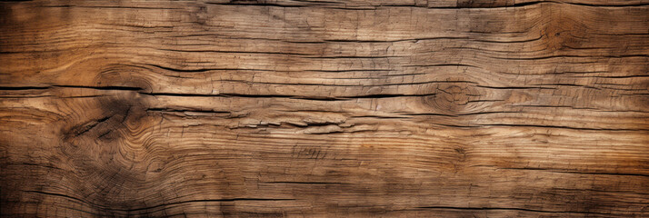 Wall Mural - Old wood texture background, vintage cracked rough brown wooden plank. Abstract ash or oak tree board with natural pattern, knots and color. Theme of nature, timber