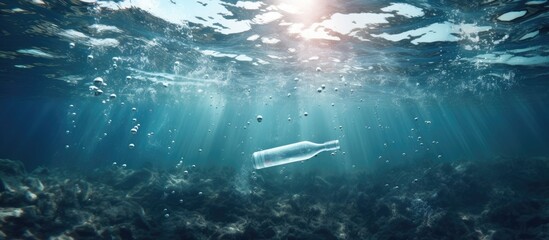 Wall Mural - ocean pollution from plastic water bottles