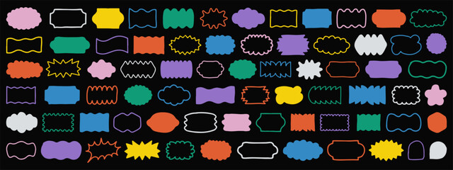 Aufkleber - Hand Drawn Brutalist Badge Shapes, Cool Geometric Doodle Forms. Bauhaus Minimalist Sketch Graphic Design Elements.
